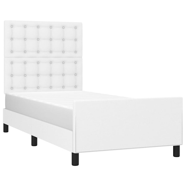 vidaXL Sängram med huvudgavel vit 90x200 cm konstläder Vit