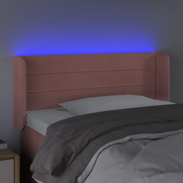 vidaXL Sänggavel LED rosa 93x16x78/88 cm sammet Rosa