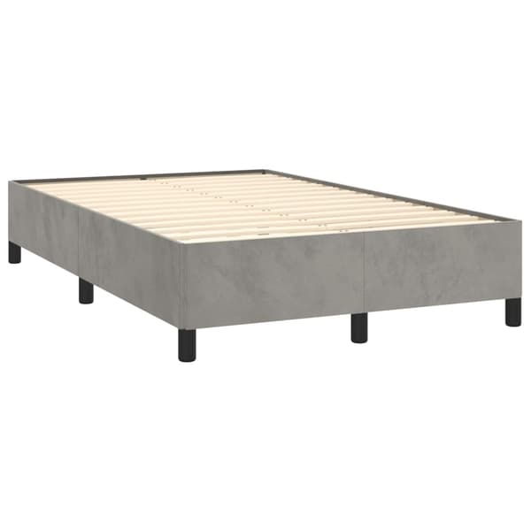 vidaXL Ramsäng med madrass & LED ljusgrå 120x190 cm sammet Grå