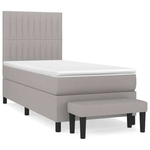 vidaXL Ramsäng med madrass ljusgrå 100x200 cm tyg Grå