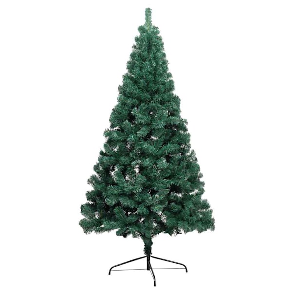 vidaXL Belyst halv plastgran med kulor grön 120 cm Grön