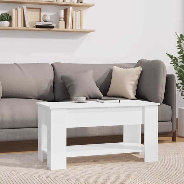 vidaXL Soffbord vit högglans 101x49x52 cm konstruerat trä Vit