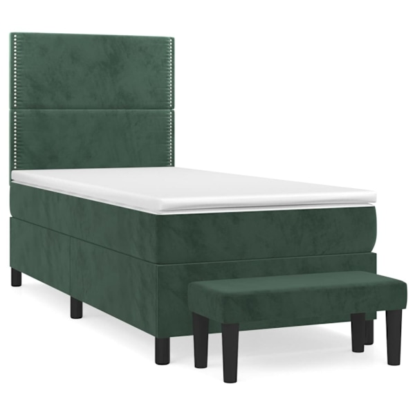 vidaXL Ramsäng med madrass mörkgrön 90x190 cm sammet Grön