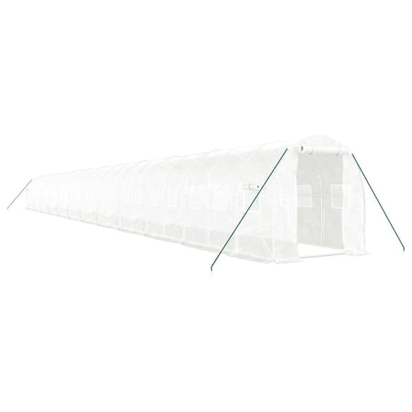 vidaXL Växthus med stålram vit 48m² 24x2x2 m Vit