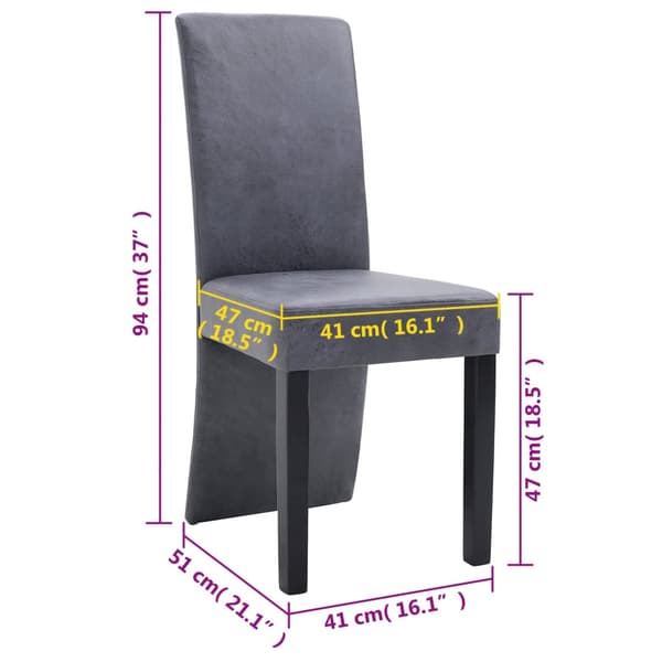 vidaXL Matstolar 4 st grå konstmocka Grå