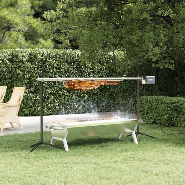 vidaXL Grillbricka silver 118x42x30,5 cm rostfritt stål Silver