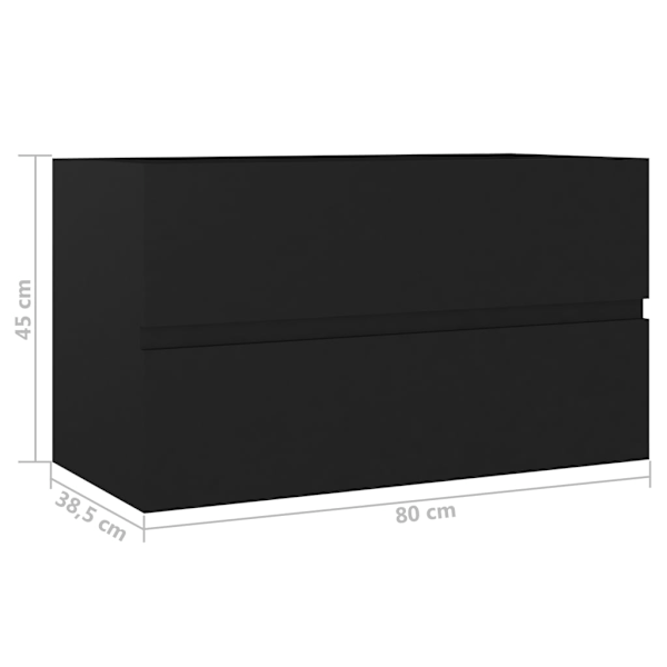 vidaXL Tvättställsskåp svart 80x38,5x45 cm konstruerat trä Svart