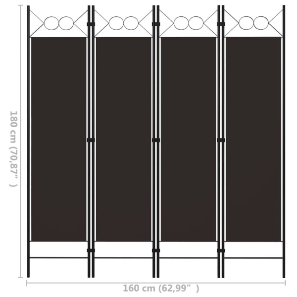 vidaXL Rumsavdelare 4 paneler brun 160x180 cm Brun