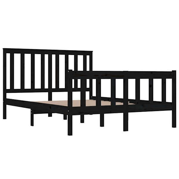 vidaXL Sängram svart massiv furu 120x190 cm Svart