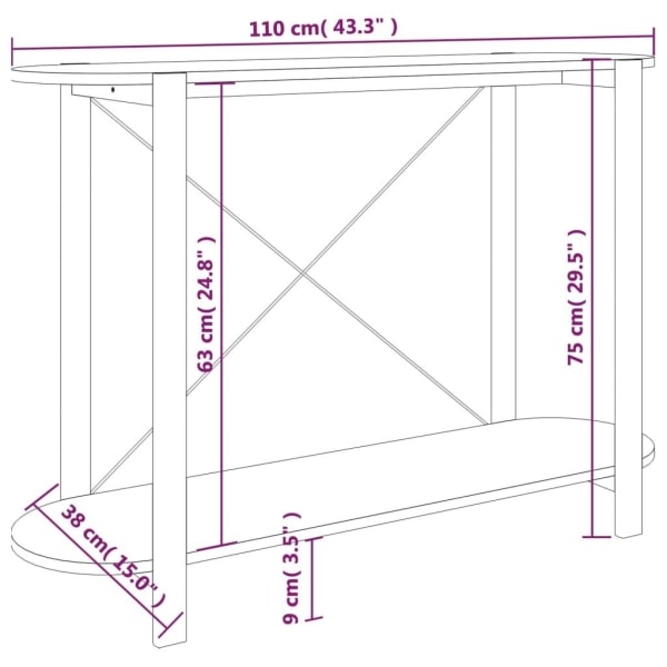 vidaXL Konsolbord vit 110x38x75 cm konstruerat trä Vit