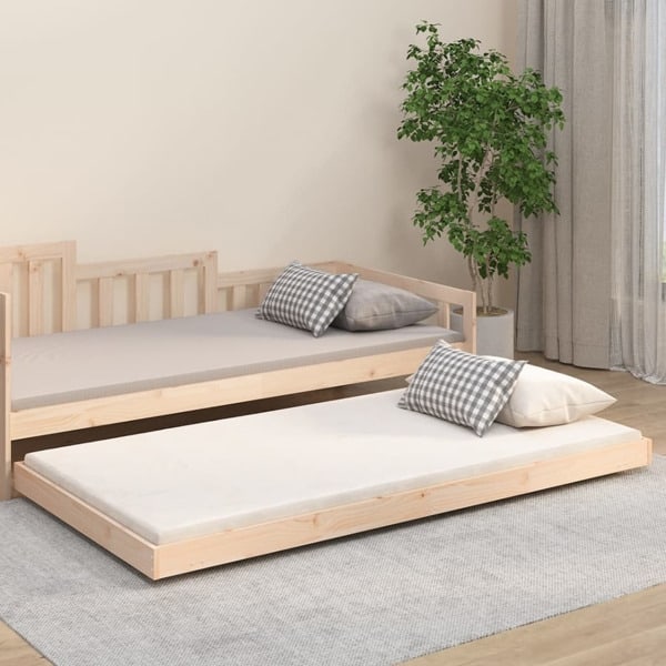 vidaXL Sängram utan madrass 90x200 cm massiv furu Brun