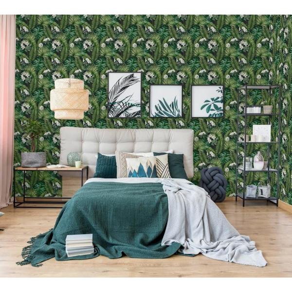 DUTCH WALLCOVERINGS Tapet Eden svart och mörkgrön multifärg
