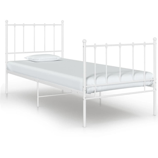 vidaXL Sängram vit metall 90x200 cm Vit