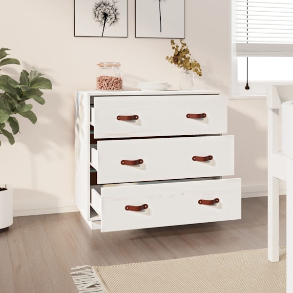 vidaXL Byrå vit 80x40x75 cm massiv furu Vit