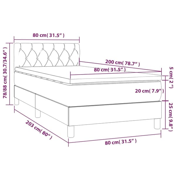 vidaXL Ramsäng med madrass & LED mörkgrön 80x200 cm sammet Grön