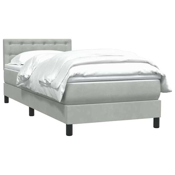 vidaXL Ramsäng med madrass ljusgrå 90x210 cm sammet Grå