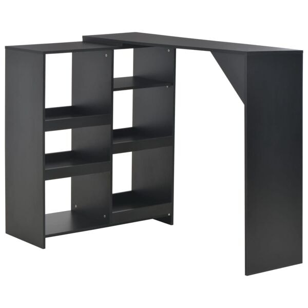 vidaXL Barbord med flyttbar hylla svart 138x39x110 cm Svart