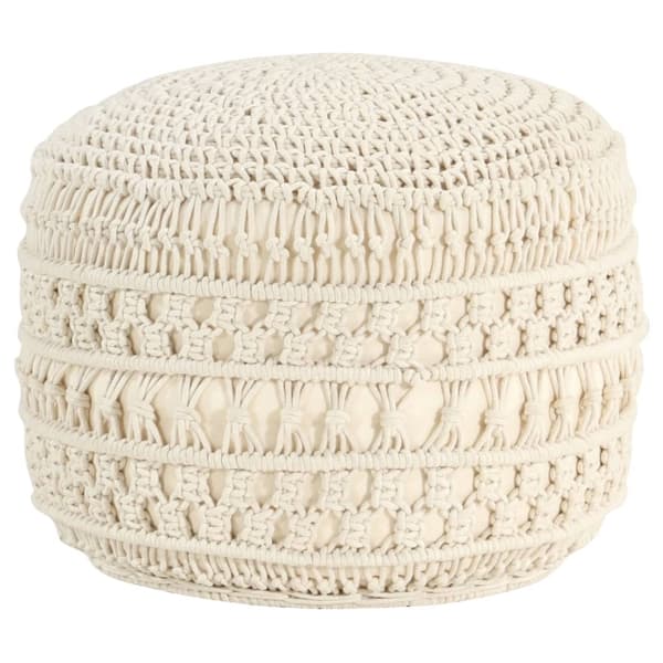 vidaXL Handgjord sittpuff makramé 45x30 cm bomull Beige