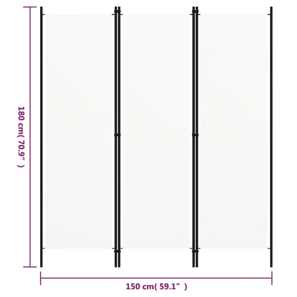 vidaXL Rumsavdelare 3 paneler vit 150x180 cm Vit