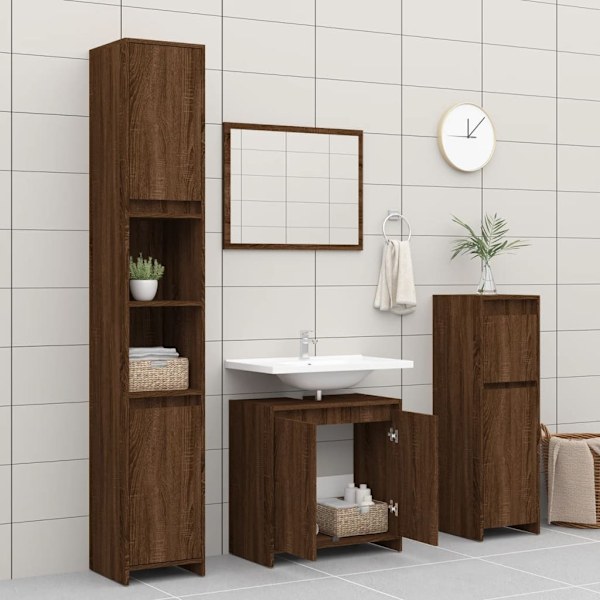 vidaXL Badrumsskåp brun ek 60x33x61 cm konstruerat trä Brun