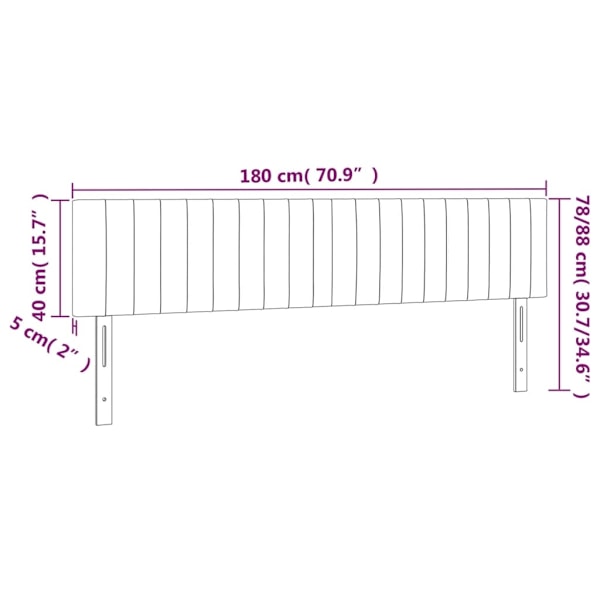 vidaXL Sänggavel LED ljusgrå 180x5x78/88 cm sammet Grå
