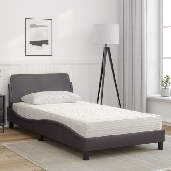vidaXL Säng med madrass grå 100x200 cm konstläder Grå