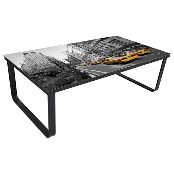 vidaXL Rektangulärt Soffbord Glas med bild 90x45x32cm multifärg