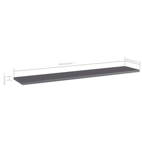 vidaXL Hyllplan 4 st grå högglans 100x20x1,5 cm konstruerat trä grå