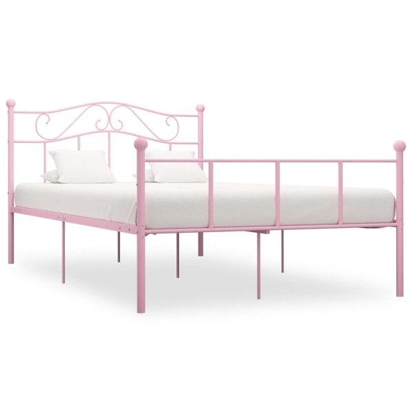 vidaXL Sängram utan madrass rosa metall 120x200 cm Rosa