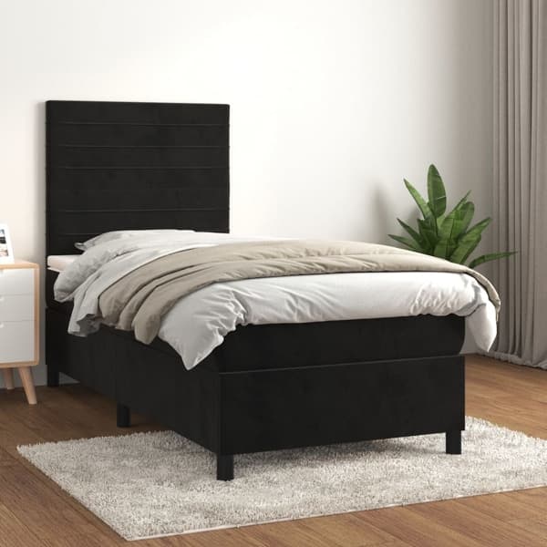 vidaXL Ramsäng med madrass svart 100x200 cm sammet Svart
