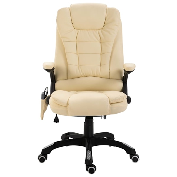 vidaXL Massagekontorsstol gräddvit konstläder Creme