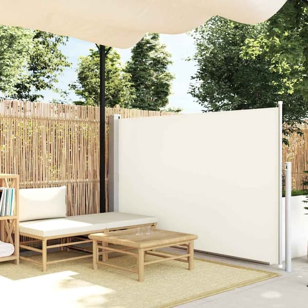 vidaXL Infällbar sidomarkis 140x500 cm gräddvit Creme