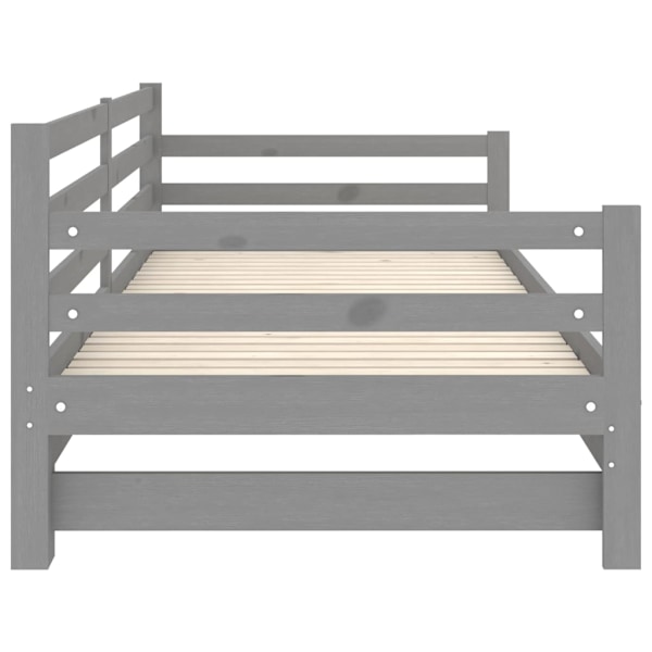 vidaXL Dagbädd utdragbar grå massiv furu 2x(90x200) cm grå
