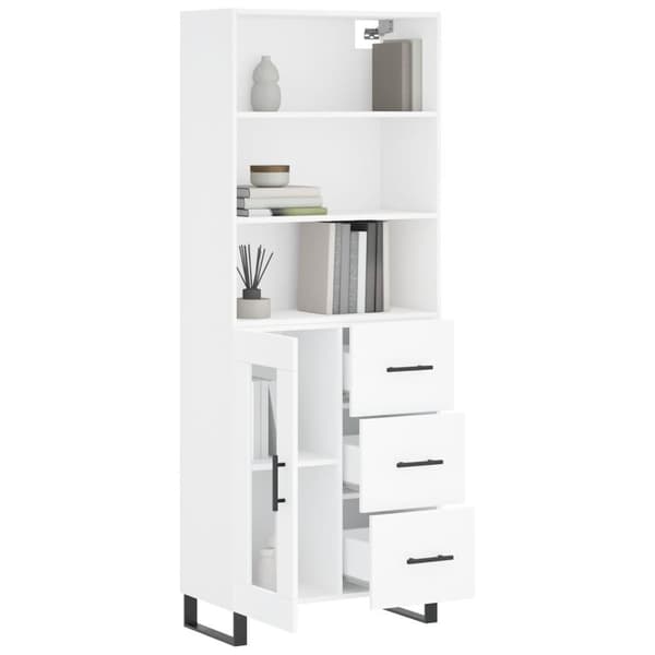 vidaXL Högskåp vit 69,5x34x180 cm konstruerat trä Vit