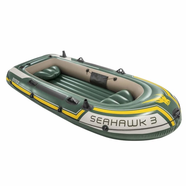 INTEX Uppblåsbar båt Seahawk 3 med båtmotor och fäste Grön