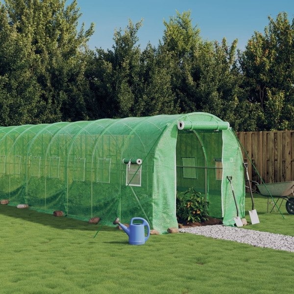 vidaXL Växthus med stålram grön 16 m² 8x2x2 m Grön