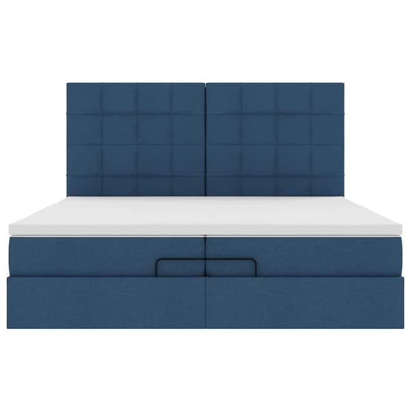vidaXL Ottoman sängram med madrasser blå 200x200 cm tyg Blå