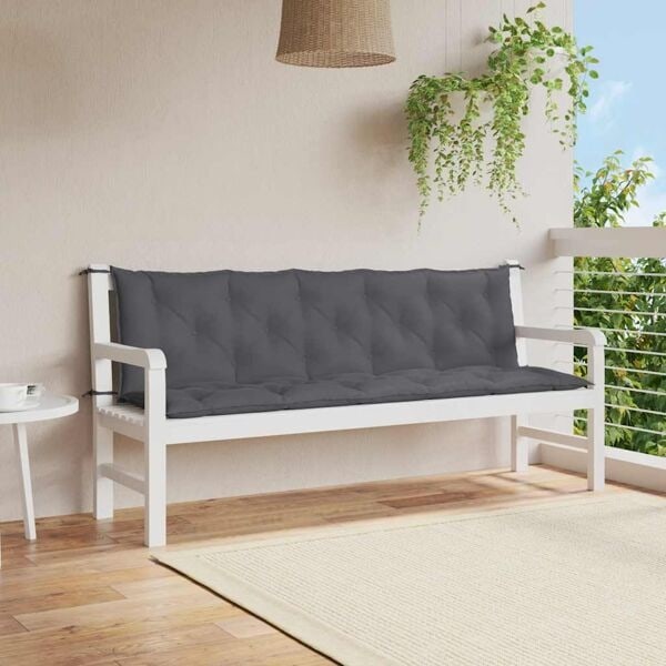 vidaXL Bänkdyna för trädgården antracit 180x(50+50)x7 cm oxfordtyg Antracit