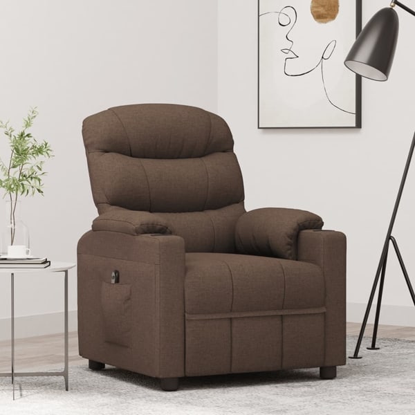 vidaXL Elektrisk reclinerfåtölj Brun tyg Brun
