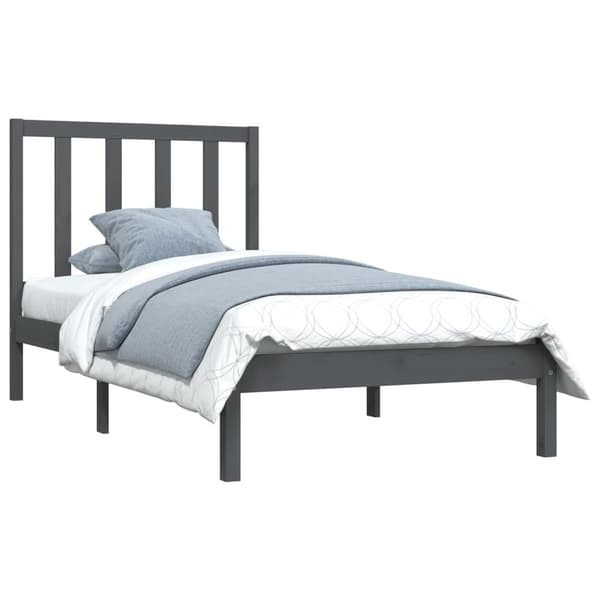 vidaXL Sängram grå massiv furu 100x200 cm Grå