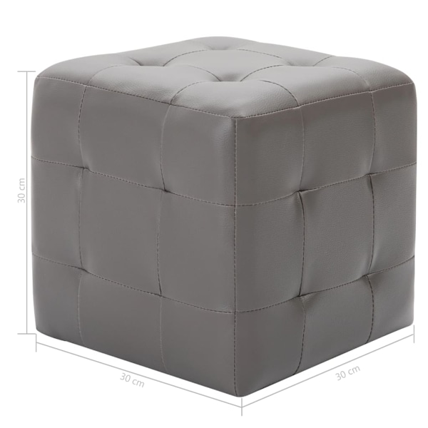 vidaXL Sittpuff 2 st grå 30x30x30 cm konstläder grå
