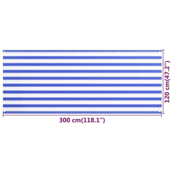 vidaXL Balkongskärm blå och vit 120x300 cm HDPE multifärg