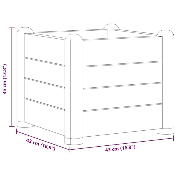 vidaXL Upphöjd odlingslåda PP stengrå 43x43x35 cm grå