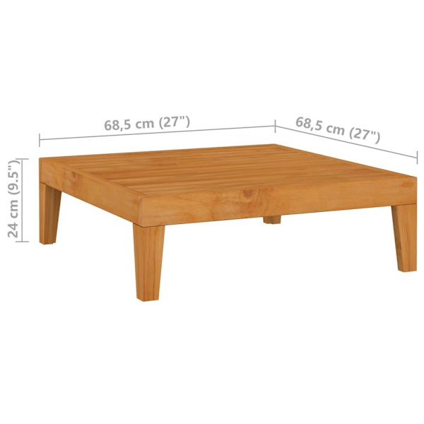vidaXL Trädgårdsbord 68,5x68,5x24 cm massivt akaciaträ Brun