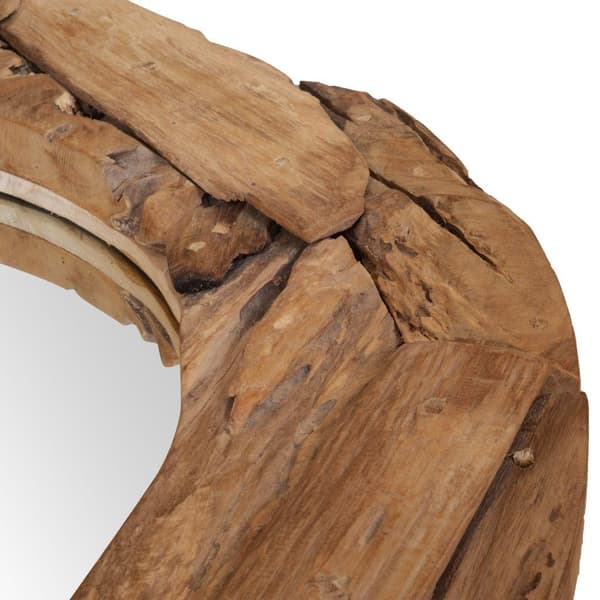 vidaXL Prydnadsspegel teak 50 cm rund Brun