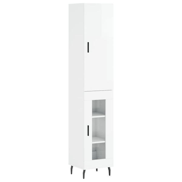 vidaXL Högskåp vit högglans 34,5x34x180 cm konstruerat trä Vit