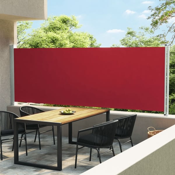 vidaXL Infällbar sidomarkis 160x600 cm röd Röd