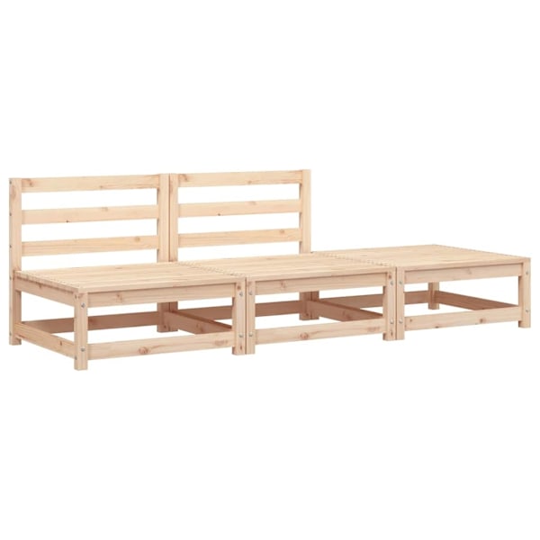 vidaXL Loungegrupp 3 delar massiv furu Brun