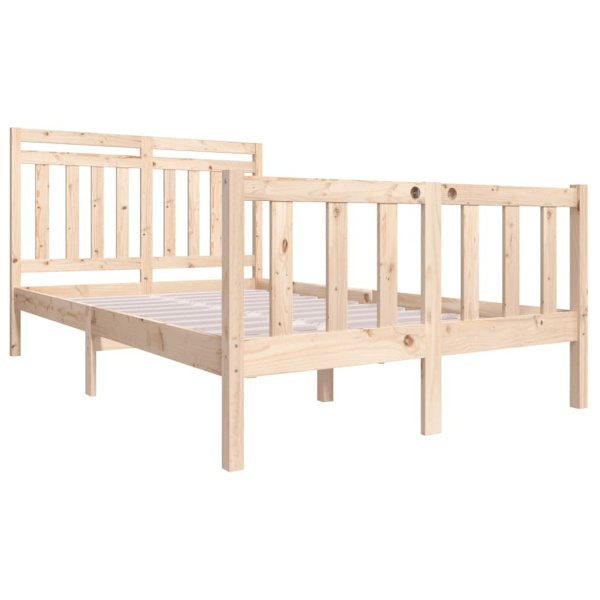 vidaXL Sängram massiv furu 120x190 cm Brun