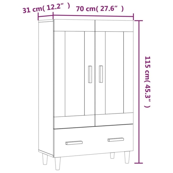 vidaXL Skåp brun ek 70x31x115 cm konstruerat trä Brun